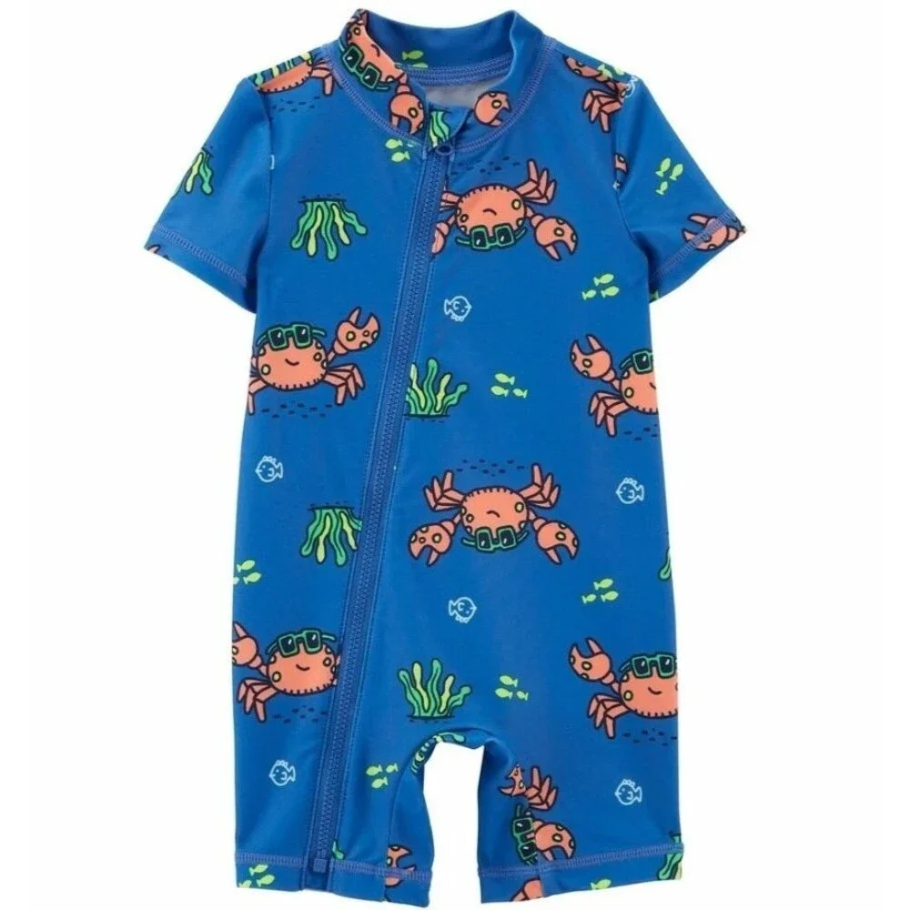 Carters Baby Boys Swim Rashguard One-Piece 6month UPF 50+
